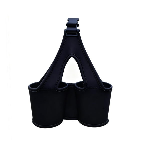 Canvas Double Cup Beverage Holder for Coffee and Tea, Hands-Free Carrying Cup Sleeve for Sports, Camping, and Outdoor Activities, Portable Multi-Functional Cup Bag,Black