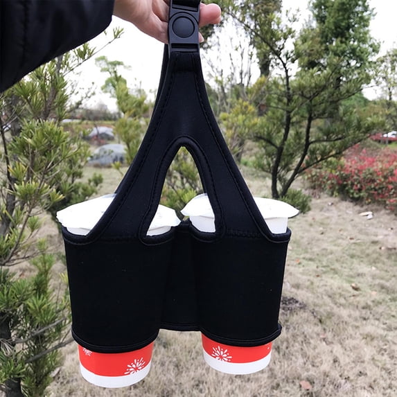 Canvas Double Cup Beverage Holder Perfect For Coffee And Tea Sports Camping And Outdoor Activities Hands - Free Carrying Cup Design Multifunct Detachable Dividers Fixed
