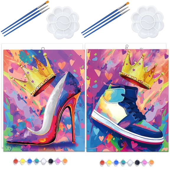Canvas Drawing Outline Painting Stencils Templates for Kids Students Beginner Paint Shoes 254x203.2mm 2pcs/set