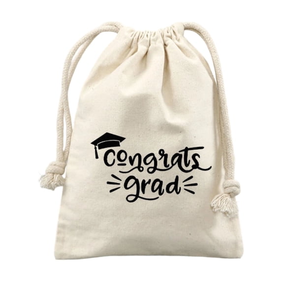 Canvas Drawstring Graduation Gift Bag Congrats Grad Reusable Pouch for Jewelry Candies and Small Party Favors Class of 2026 Souvenir