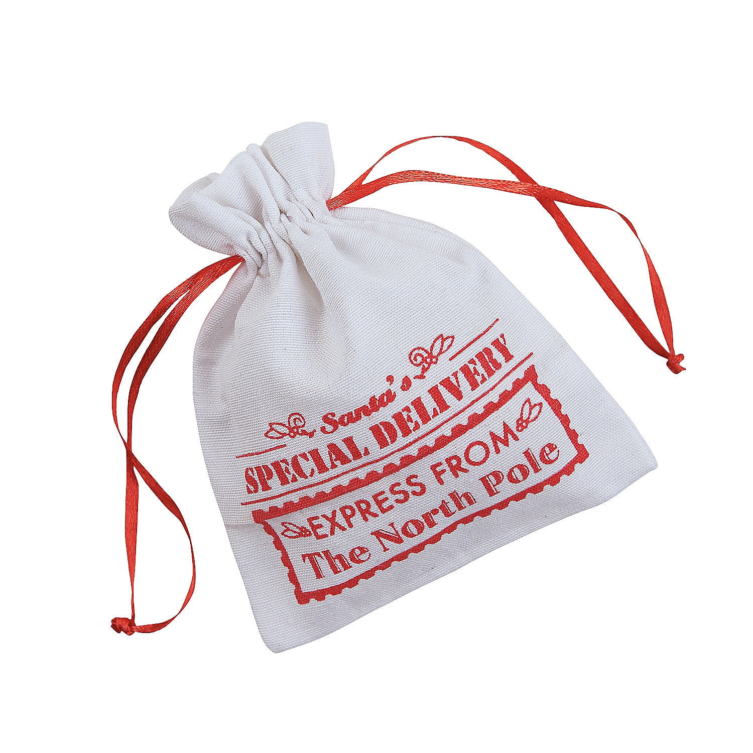 Canvas Drawstring Mini Santa Bags Party Supplies 12 Pieces