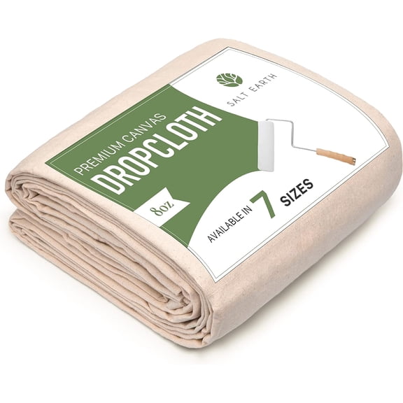 Canvas Drop Cloth 1Pc, Reusable Paint Drop Cloth, 100% Recycled Cotton Canvas Tarp Cover for Painter, Furniture, Floor Protection, All Purpose Painters Dropcloth for Christmas DIY (4x5 FT)