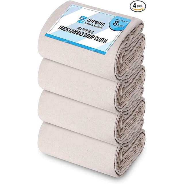 Canvas Drop Cloth for Painting (Size 4 x 15 feet Pack of 4) Pure Cotton Painters Drop Cloth