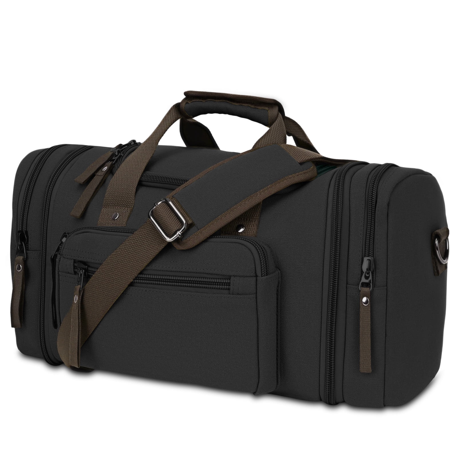 DAKOMM Duffle Bag for Travel, 50L Expandable Canvas Travel Duffel Bags Overnight Weekend Waterproof Gym Carry On Luggage Bag Travel Bag for Men & Women, Black