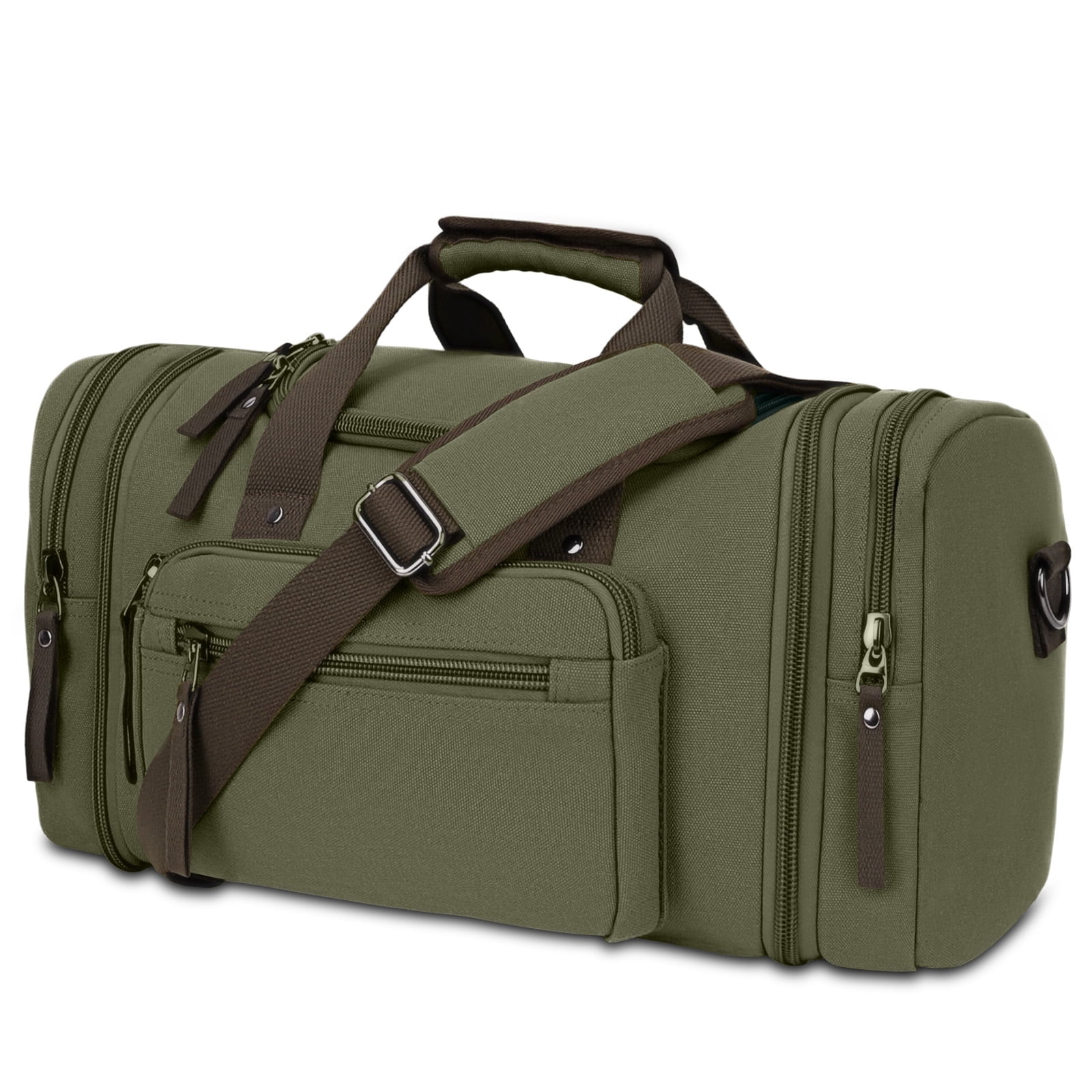 DAKOMM Duffle Bag for Travel, 50L Expandable Canvas Travel Duffel Bags Overnight Weekend Waterproof Gym Carry On Luggage Bag Travel Bag for Men & Women, Army Green