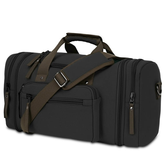 DAKOMM Duffle Bag for Travel, 50L Expandable Canvas Travel Duffel Bags Overnight Weekend Waterproof Gym Carry On Luggage Bag Travel Bag for Men & Women, Black