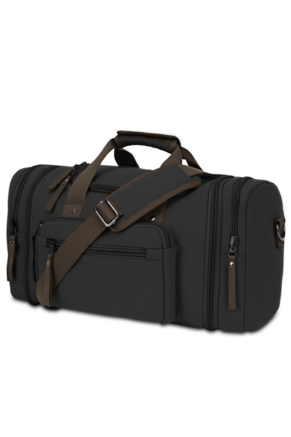Duffle Bag for Travel, 50L Expandable Canvas Travel Duffel Bags Overnight Weekend Waterproof Gym Carry On Luggage Bag Travel Bag for Men & Women, Black