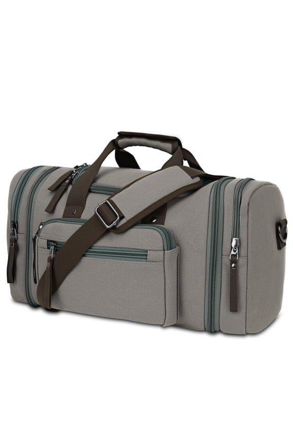 Duffle Bag for Travel, 50L Expandable Canvas Travel Duffel Bags Overnight Weekend Waterproof Gym Carry On Luggage Bag Travel Bag for Men & Women, Gray