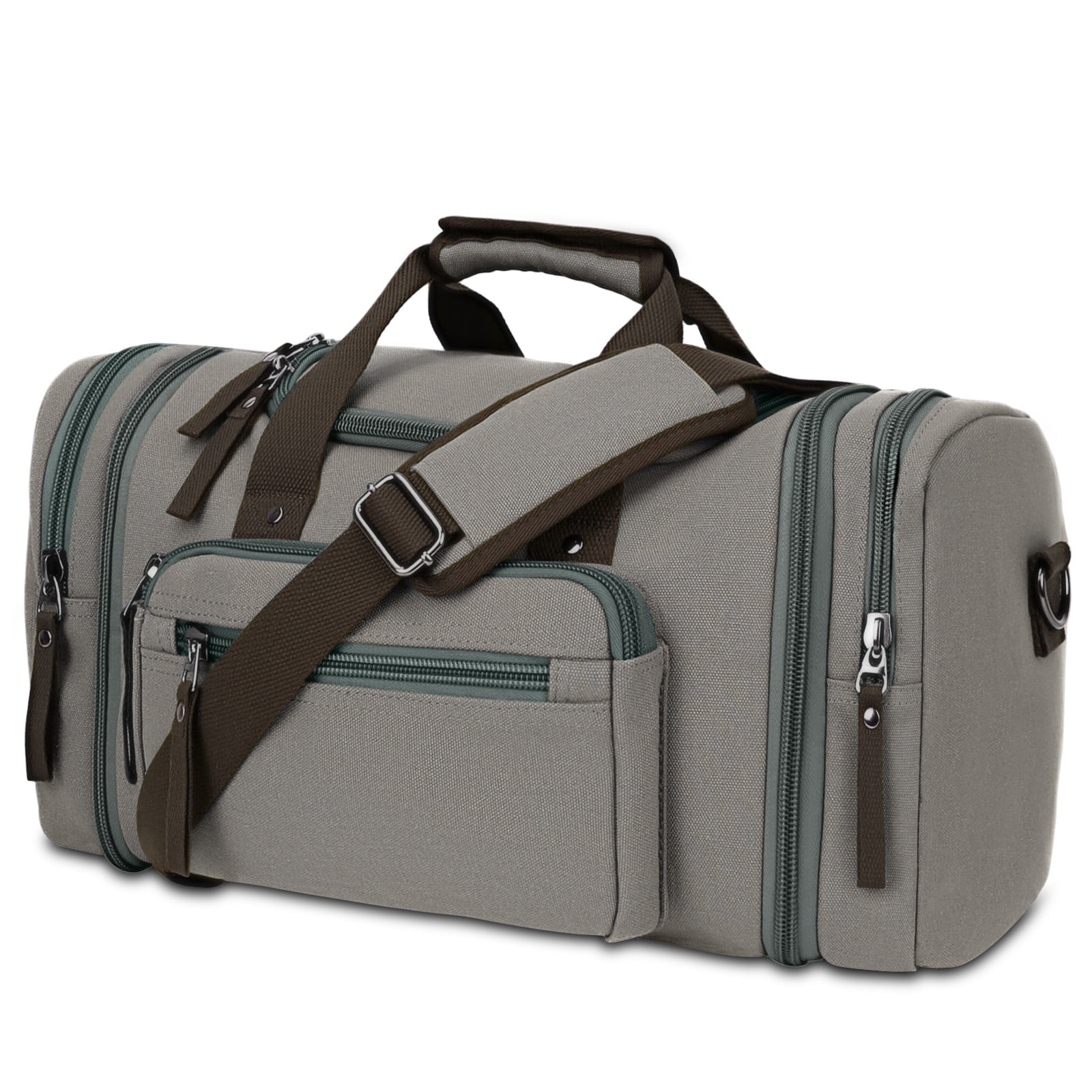 DAKOMM Duffle Bag for Travel, 50L Expandable Canvas Travel Duffel Bags Overnight Weekend Waterproof Gym Carry On Luggage Bag Travel Bag for Men & Women, Gray