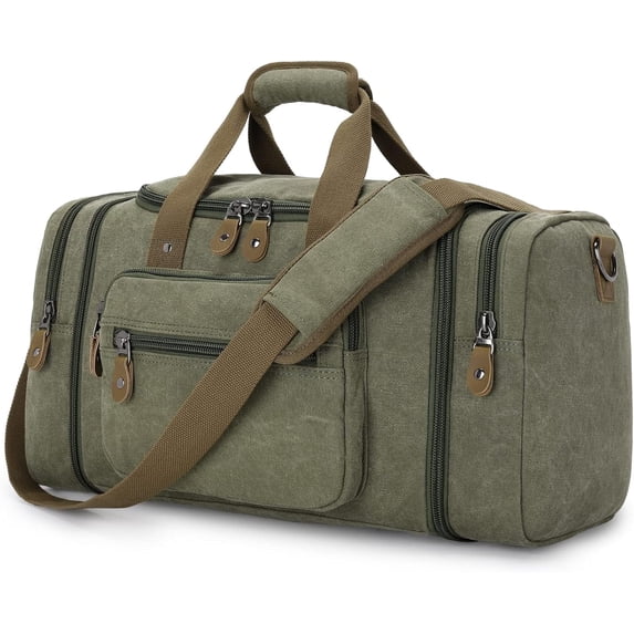 Canvas Duffle Bag for Travel 50L Duffel Overnight Weekender Bag (Army Green)