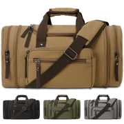 Canvas Duffle Bag 50L, Duffle Bag for Travel Expandable Duffel Bags Waterproof Weekender Overnight Travel Bag Gym Carry On Luggage Bag for Men & Women (Coffee)