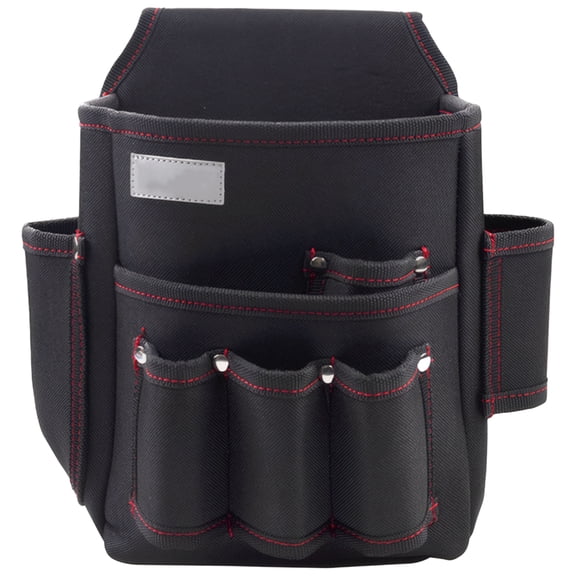 Canvas Electrician Tool Pouch, 7.5 x 4.3 x 9.8 in / 19 x 11 x 25 cm Heavy Duty Tool Pouch with Multiple Pockets, Reinforced Rivets, Tool Pouches for Carpenters, Electrician Belt Bags, Black