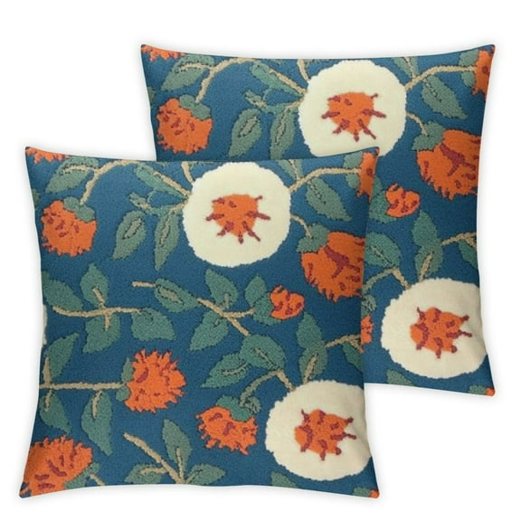 Canvas Embroidered Flower Pillow Case Spring Embroidery Craft Modern Simple Throw Pillow Cover for Sofa,Bedroom,Office (Wild Fruit, ’’)