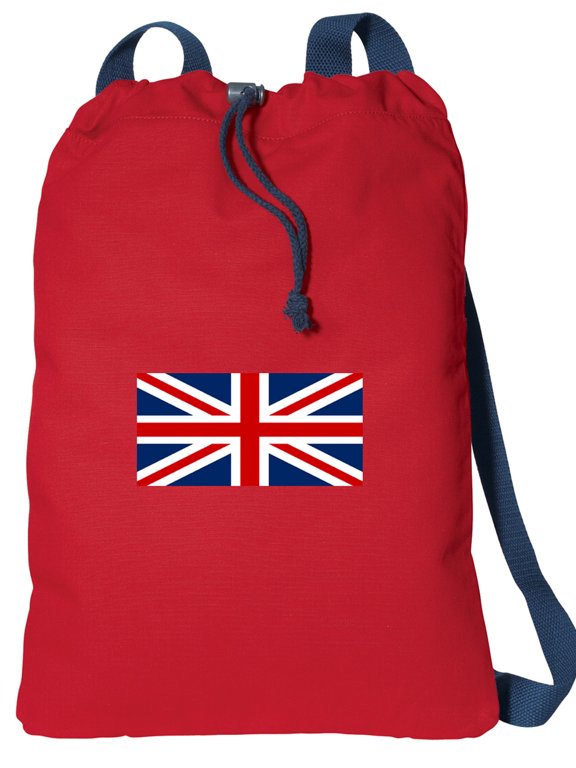 Canvas England British Flag Drawstring Bag DELUXE United Kingdom Backpack Cinch Pack for Him or Her