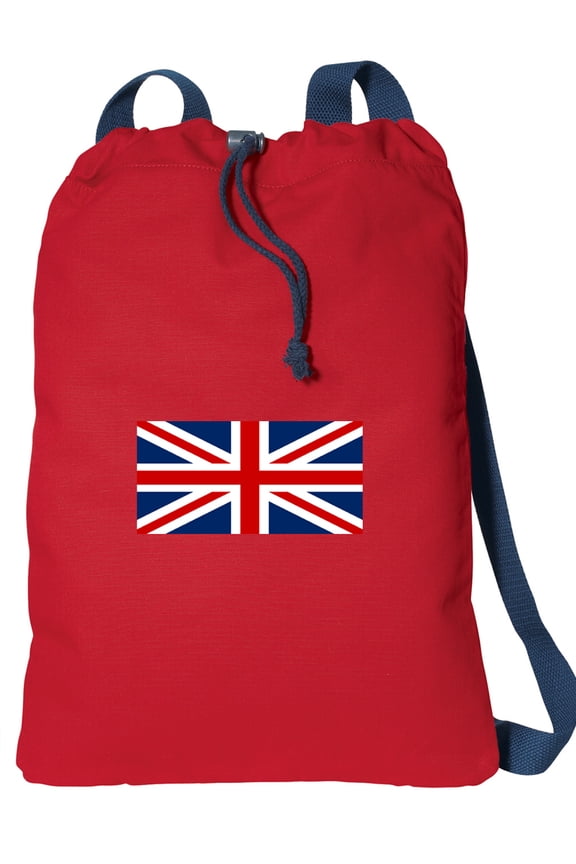 Canvas England British Flag Drawstring Bag DELUXE United Kingdom Backpack Cinch Pack for Him or Her
