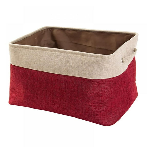 Canvas Fabric Storage Basket Foldable Canvas Fabric Storage Basket Bin Organizer with Handles Fabric Baskets Rectangular Storage Cover-less Storage Bins Double-layer Storage Box