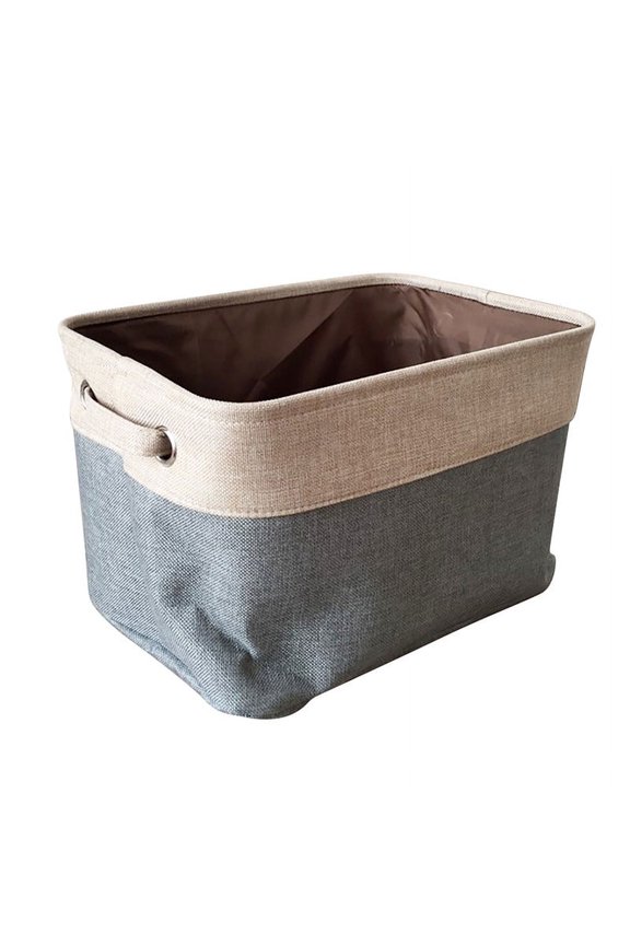 Canvas Fabric Storage Basket Foldable Canvas Fabric Storage Basket Bin Organizer with Handles Fabric Baskets Rectangular Storage Cover-less Storage Bins Double-layer Storage Box