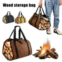 Canvas Firewood Storage Bag with Reinforced Handle Waterproof Fabric Foldable Design Firewood Log Carrier Tote