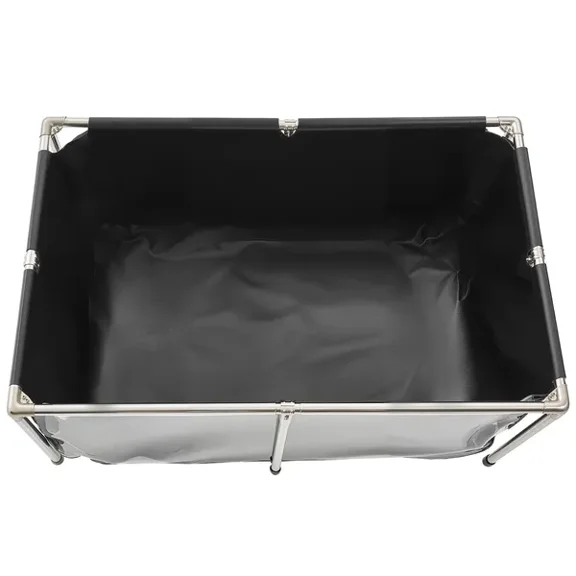 Canvas Fish Pond, 126.8 Gal Above Ground Fish Pond, PVC Koi Tank with Clear Viewing Panel, Rectangular Goldfish Tank with Stainless Steel Frame & Drain Valve, for Breeding Koi, Irrigation(Black)