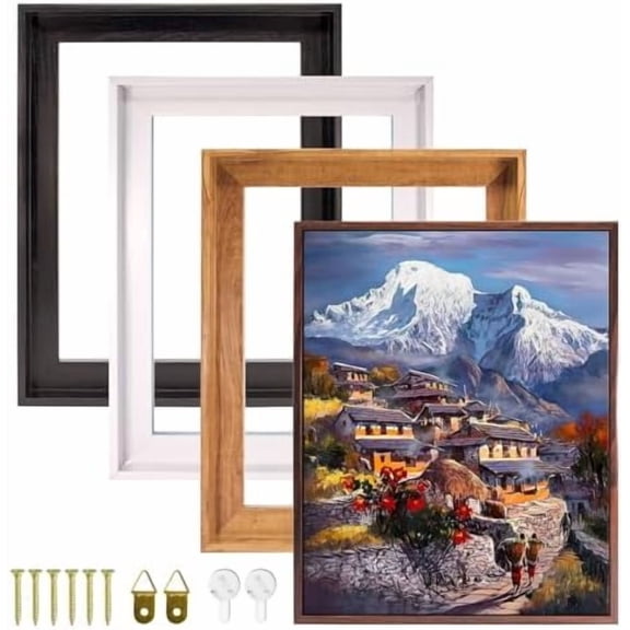 Canvas Floater Frame Fits 11.25Deep Gallery-Wrapped Canvas, Floating Picture Frame for Wall Art, Posters, Oil Paintings and Prints, PS Wood Grain Look Frames with Hanging kit 12X18 inch Light Oak