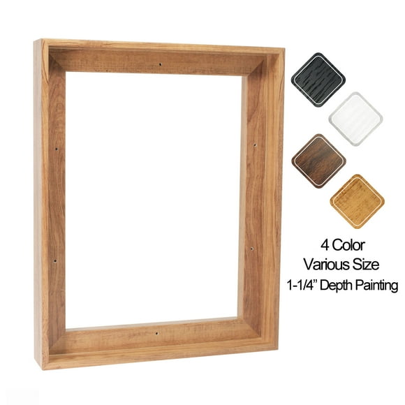 Canvas Floating Frame, Picture Wall Art Painting Frame Decor for Finished Canvas, Light Oak 24x36 Inch