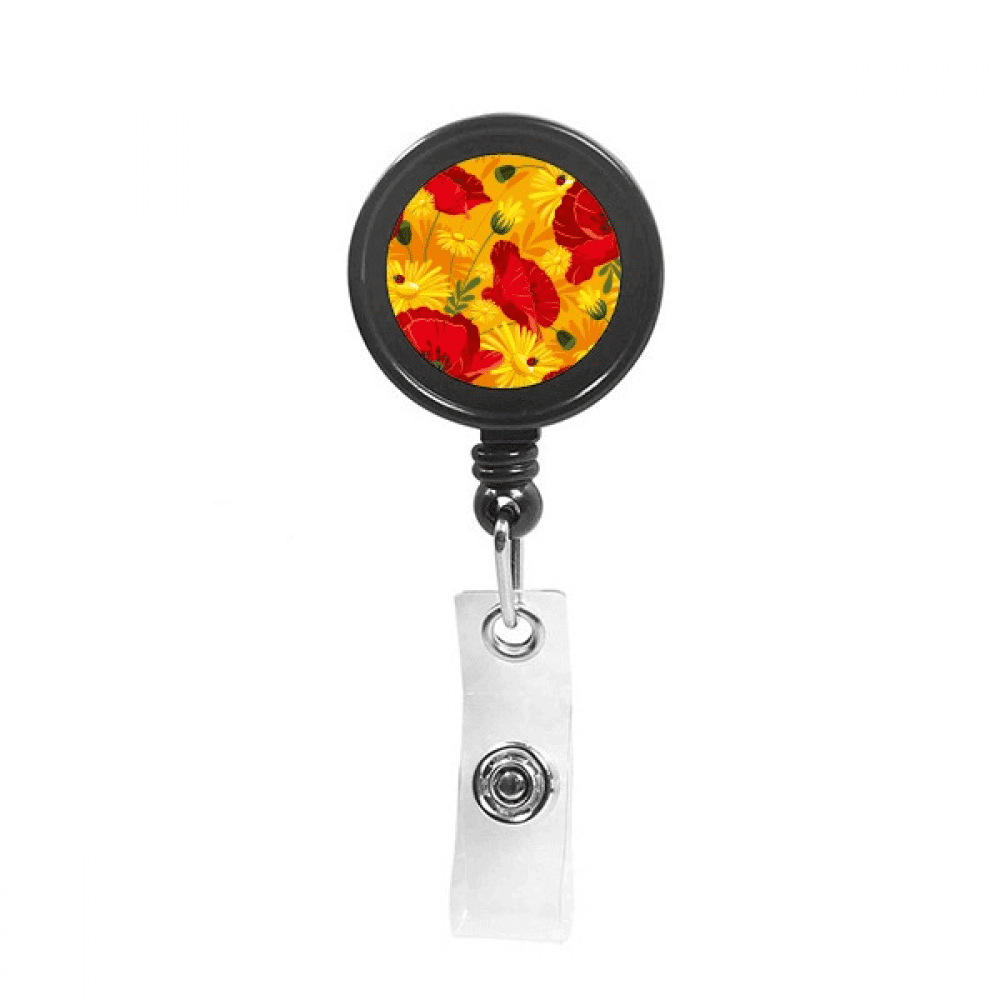 Canvas Flowers  Painting Corn Retractable Keychain Badge Holder ID Badge