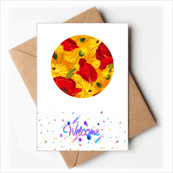 Canvas Flowers Painting Corn Welcome Back Greeting Cards Envelopes Blank