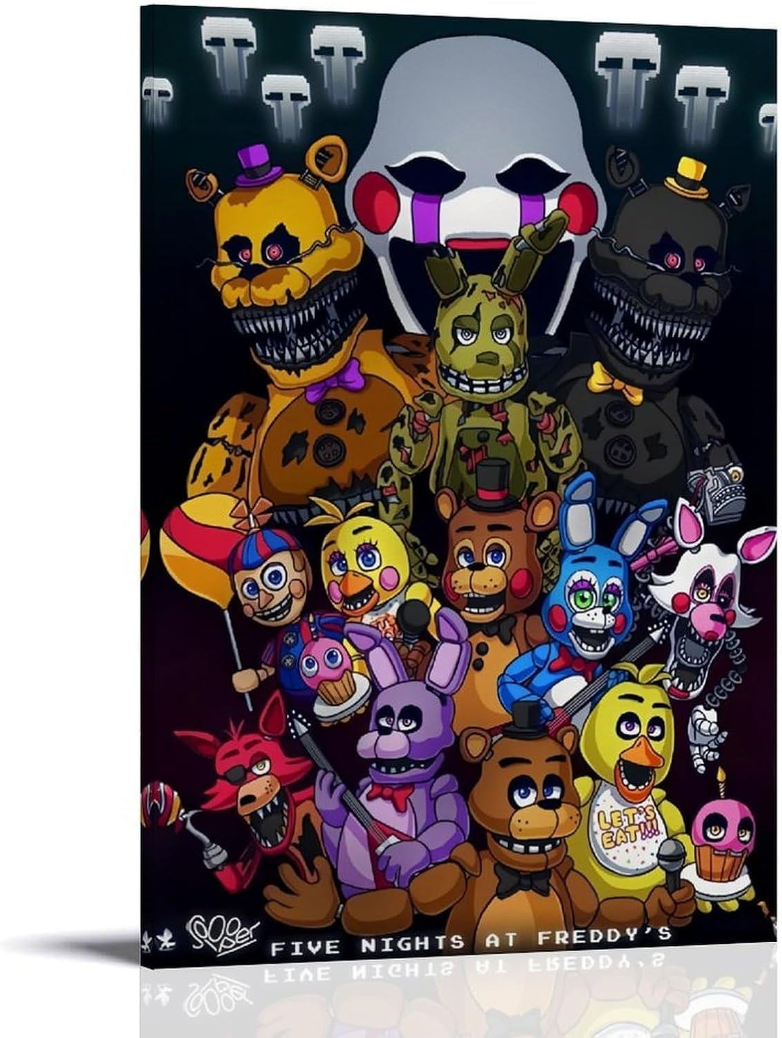 Canvas Horror Animatronic Bear Village Poster Retro Gaming Canvas Wall Art Bedroom Decoration Poster 12x16 inch Unframed