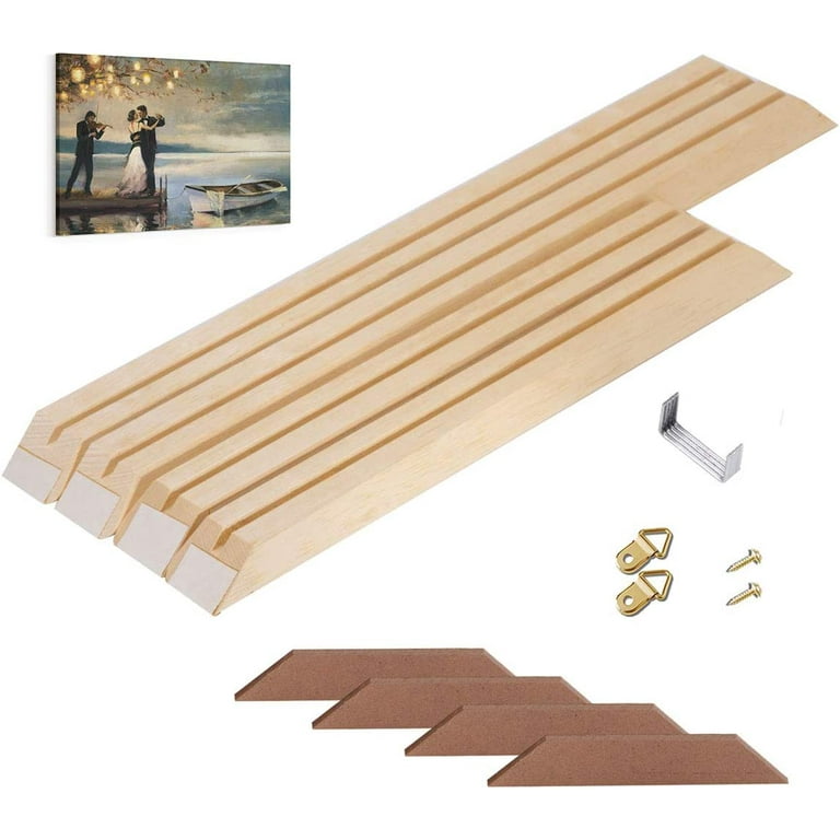 Texas Art DIY Wood Stretcher Bars for Canvas Solid Frame Kit Easy to Assemble Gallery Wrap Oil Painting Wall Posters Customized Wooden Kit, White