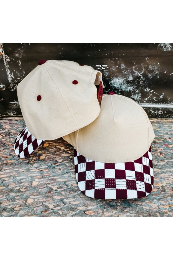 Canvas Front Checkered Bill Magna Pony® Cap (Maroon)