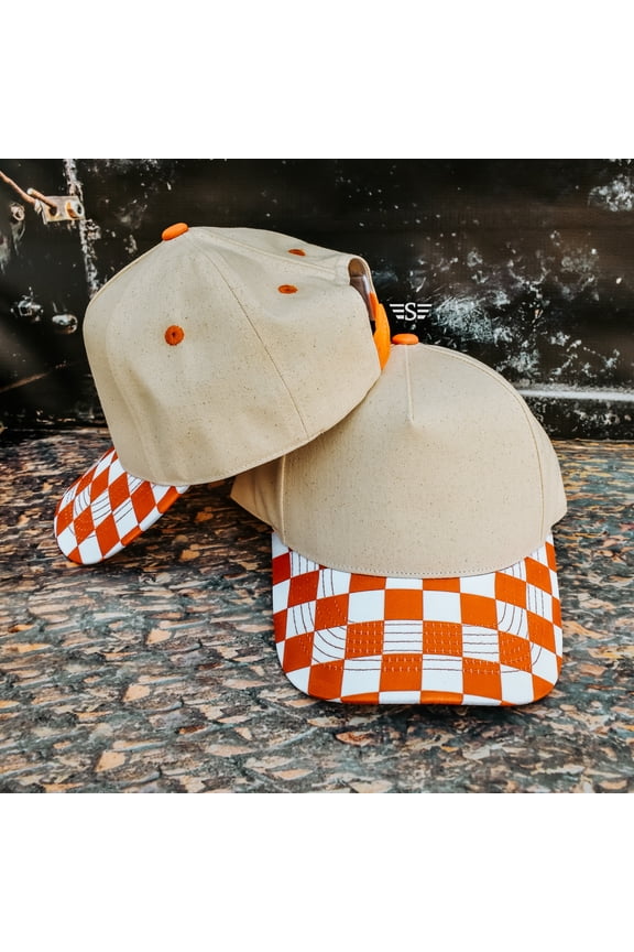 Canvas Front Checkered Bill Magna Pony® Cap (Orange)