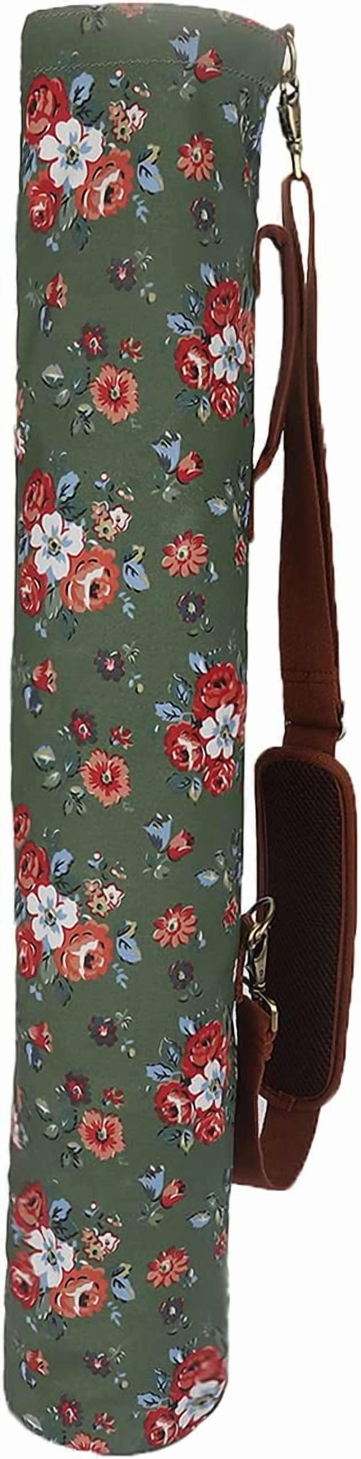 Canvas Golf Bag for Women Driving Range Travel Course Club Carry Case Green with Flower