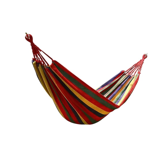 Canvas Hammock - Heavy-Duty Single-Person Portable with Reinforced Ropes, Thickened Straps & Double-Stitched Seams, Easy Setup for Backyard & Travel Red