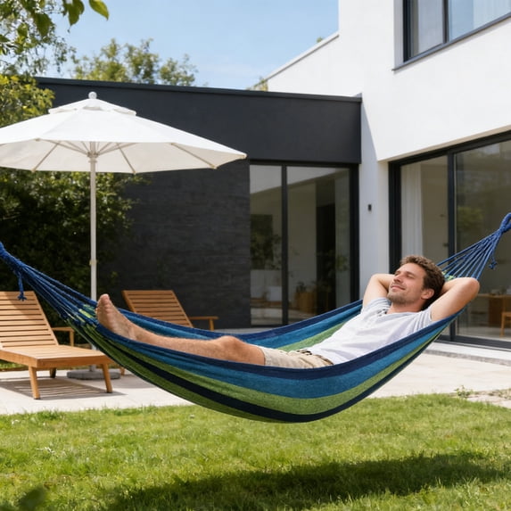 Canvas Hammock Outdoor Thickened Anti-Rollover Sleeping Swing Hanging Tree Camping