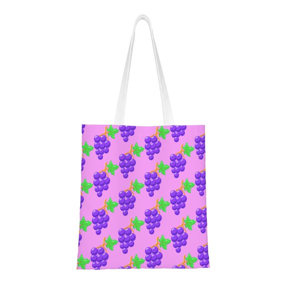 Canvas Hand-held Shopping Bags Cute Grape Reusable Canvas Gift Bags for Women Supplies Snack Grocery Bags