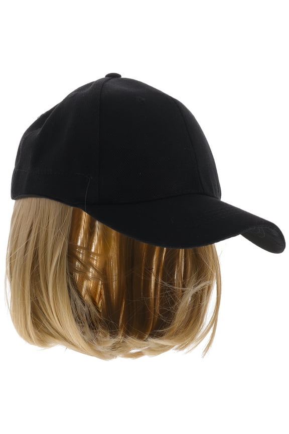 Canvas Hat Wig Has Wig Caps for Women Baseball Cap Hair One-Piece Hat Wig Short Straight Hat Wig Miss