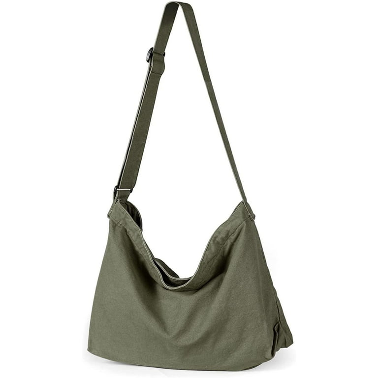 Canvas Hobo Bag, Shoulder Bag Unisex Canvas Crossbody Bag with Zipper and  Adjustable Strap Handbag Large Tote Bag 