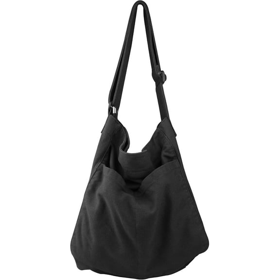 Canvas Hobo Crossbody Shoulder Tote Bag for Women and Men W/Multi-pocket Casual Purse Messenger Bags Travel Work