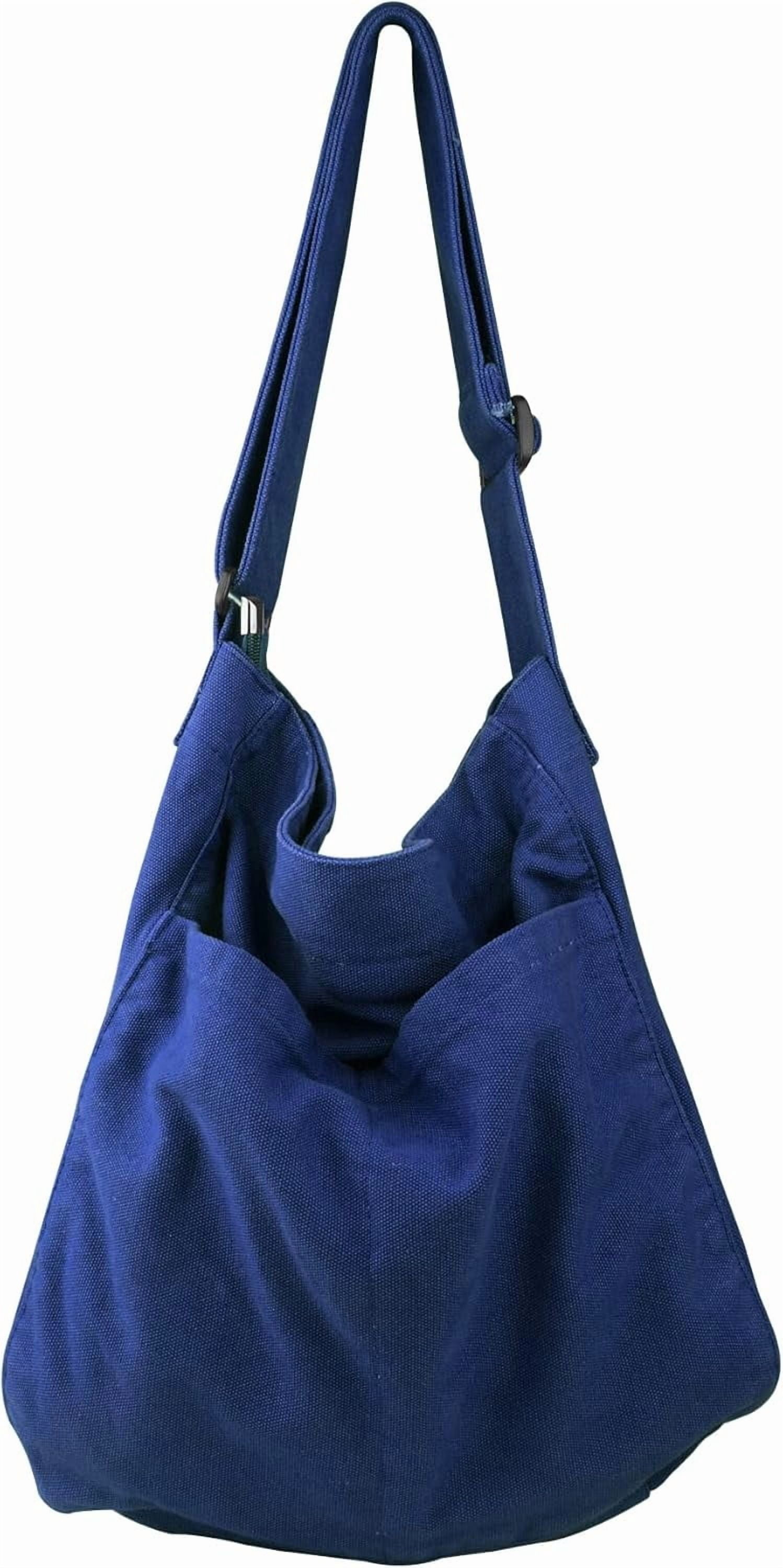 Canvas Hobo Crossbody Shoulder Tote Bag for Women and Men W/Multi-pocket Casual Purse Messenger Bags Travel Work