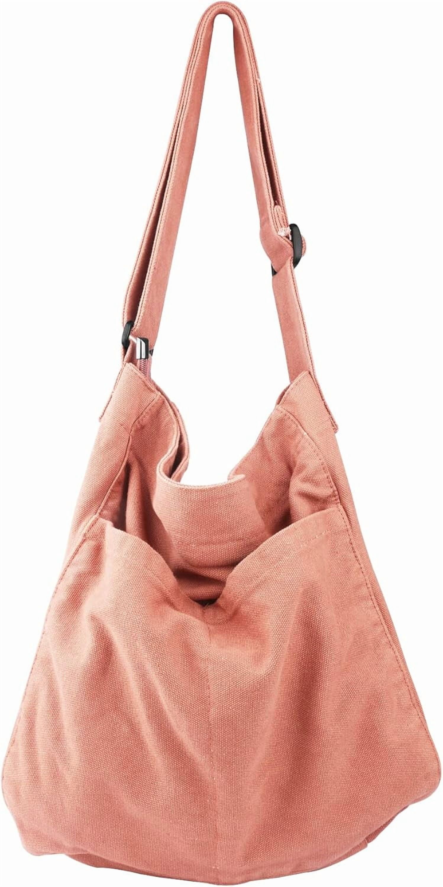 Canvas Hobo Crossbody Shoulder Tote Bag for Women and Men W/Multi-pocket Casual Purse Messenger Bags Travel Work