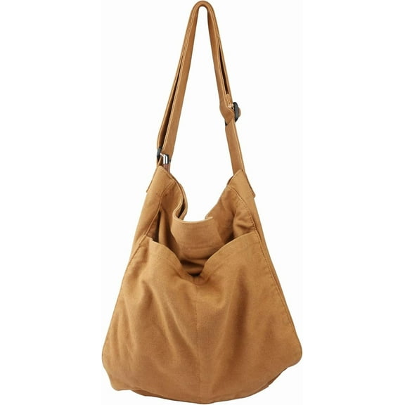 Canvas Hobo Crossbody Shoulder Tote Bag for Women and Men W/Multi-pocket Casual Purse Messenger Bags Travel Work