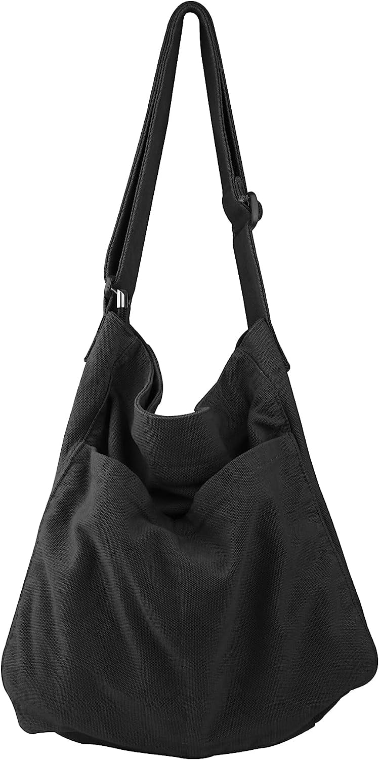 Canvas Hobo Crossbody Shoulder Tote Bag for Women and Men W/Multi
