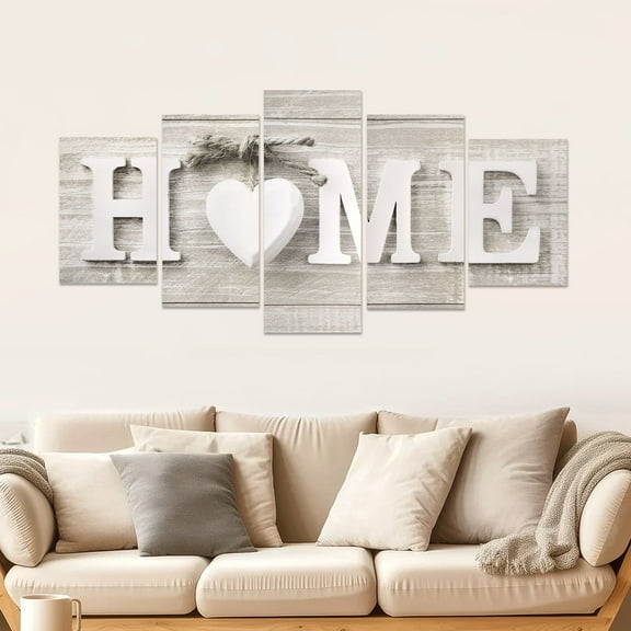 Canvas Home Sign, EEEkit 5 in 1 Concise Decorative Wall Hanging, Rustic Farmhouse Wall Art