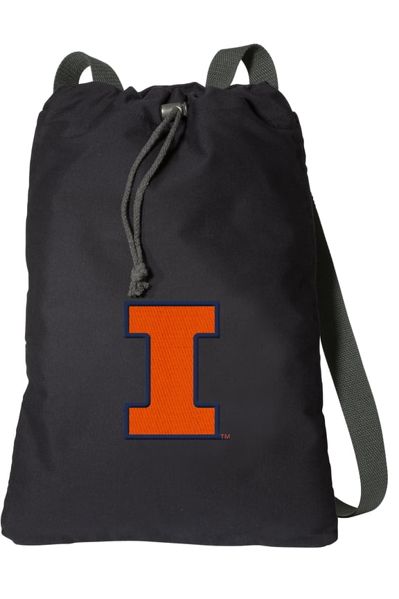 Canvas Illini Backpack Natural Cotton University of Illinois Cinch Bag Lined and with Wide Straps