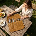 thumbnail image 1 of Canvas Knife Roll Bag,Portable Chef Knife Carrier Pouch Multi‑Slot Utensil Storage Roll For Camping Picnic Bbq Home Kitchen(Brown-22.05"), 1 of 8