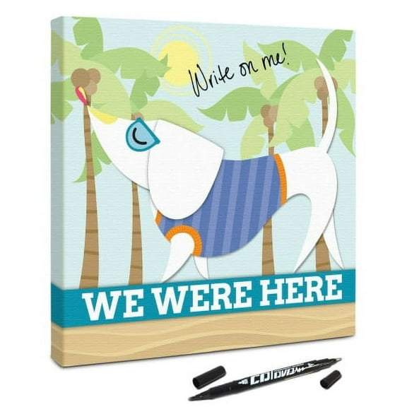 Canvas Kudos Signable Canvas -Resort -Beach Dog Design - 12"x12"