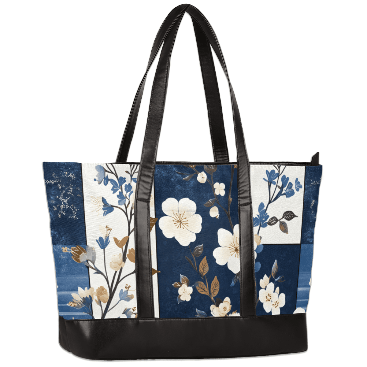 Canvas Laptop Tote Bag for Women, Vintage Floral Print Work Bag, 15.6 Inch Computer Briefcase with Organizer for Bussiness Travel, Office, College