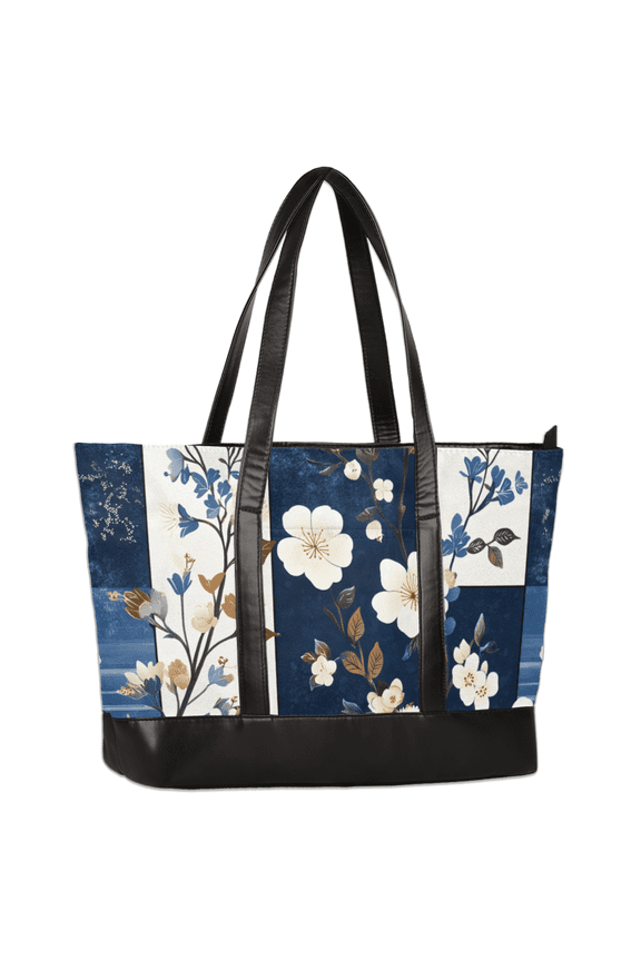 Canvas Laptop Tote Bag for Women, Vintage Floral Print Work Bag, 15.6 Inch Computer Briefcase with Organizer for Bussiness Travel, Office, College