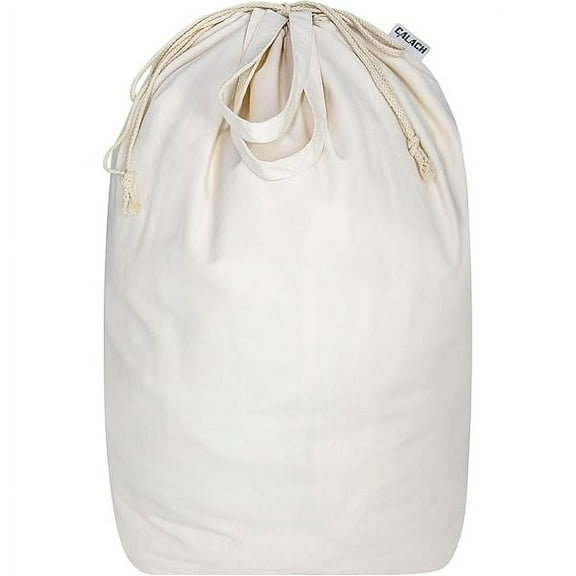 Canvas Laundry Bags with Handles & Drawstring Cotton Laundry Basket Hamper Liner Washable Extra Large Heavy Duty Dirty Clothes Bag with Square Base for Travel College Dorm (Natural,1 Pack)