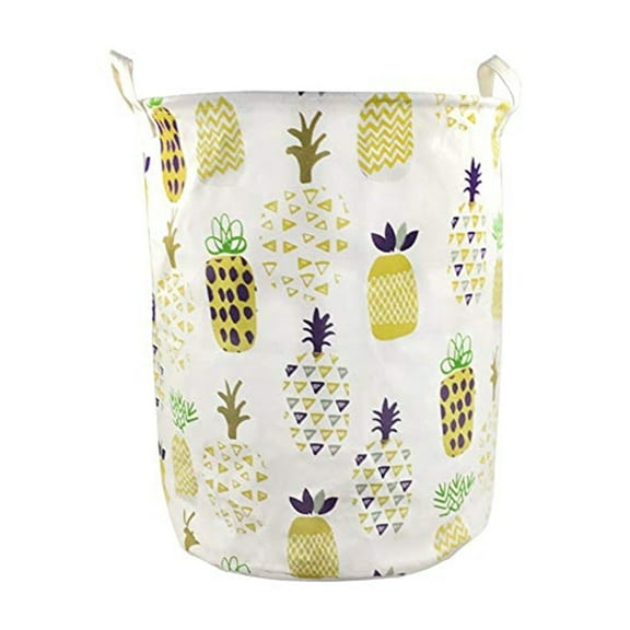 Orino Pineapple Laundry Baskets, Waterproof 1-Bin Laundry Basket with Handle, Yellow, 1 Count